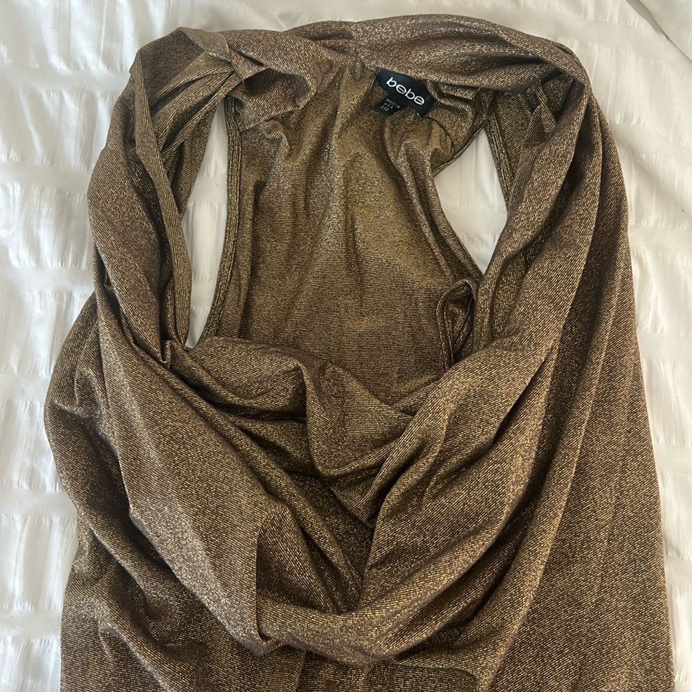 Gold blouse with tank top underneath built-in